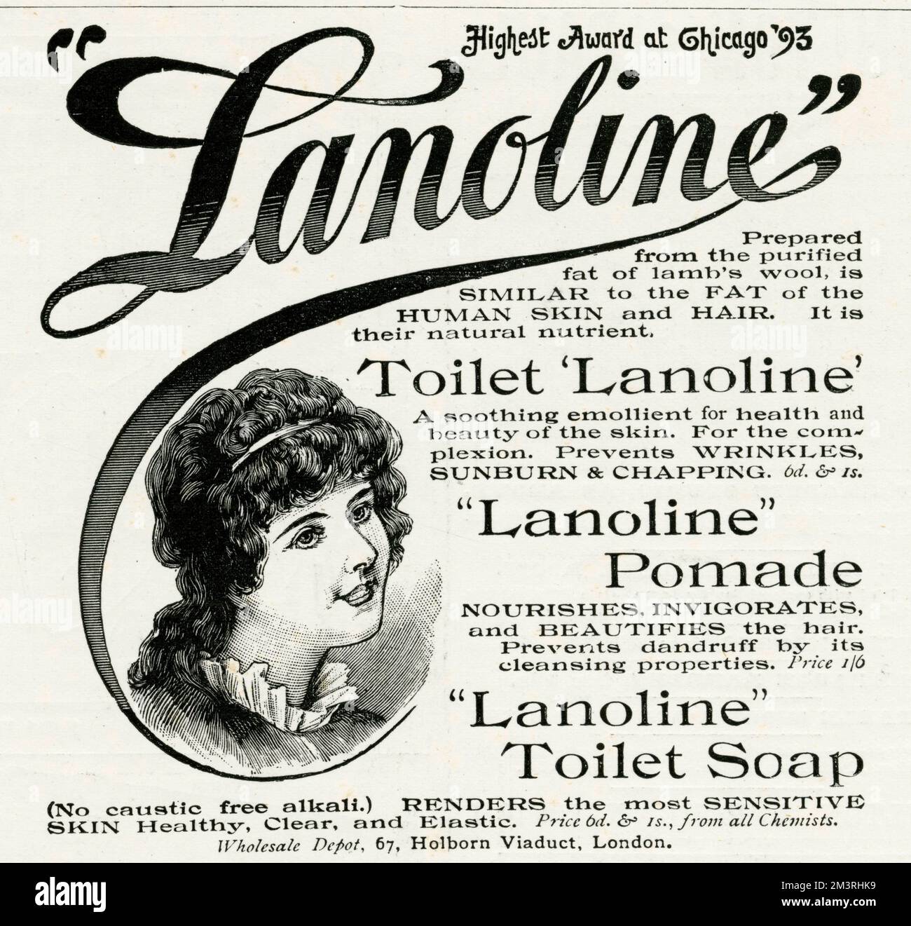 Lanoline soap, prepared from the purified fat of the lamb's wool. 1896 Stock Photo Alamy