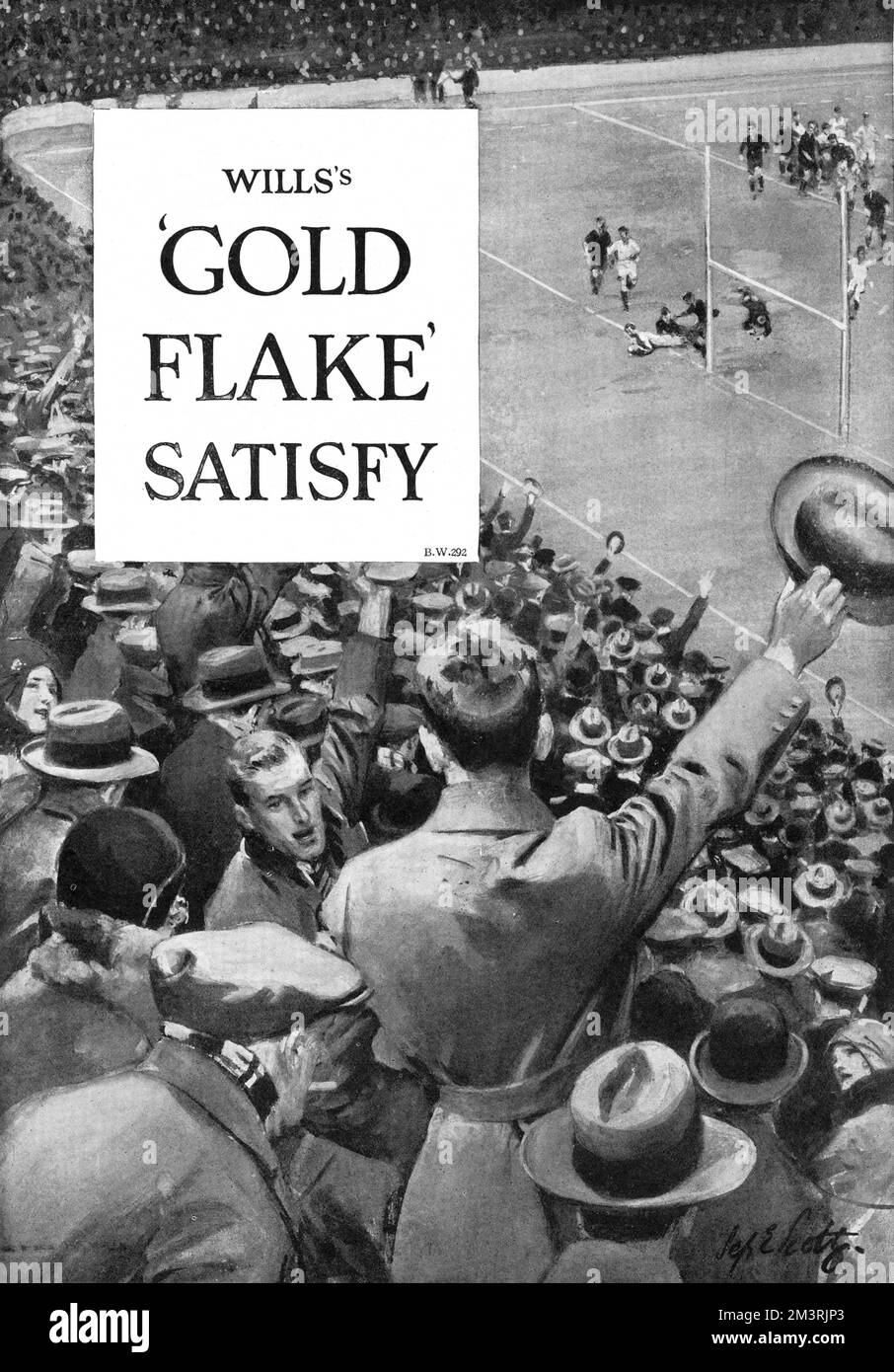 Rugby crowd in Gold Flake advertisement Stock Photo