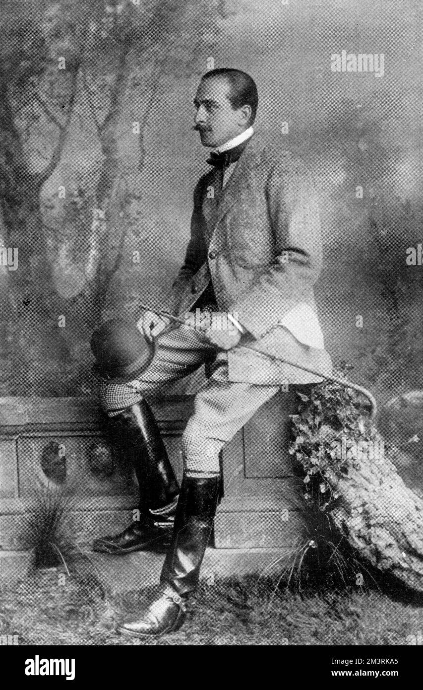 PRINCE OF TECK Prince Francis (Frank) of Teck, younger brother of Queen Mary. Son of Francis, Duke of Teck and Princess Mary Adelaide of Cambridge. Pictured in The Sketch magazine in 1899 at the time he was going out to South African to serve in the Second Boer War.   1900 Stock Photo