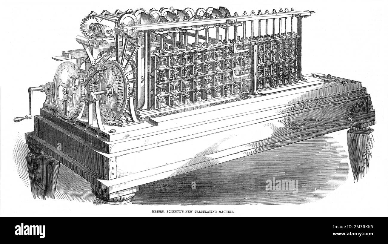 Calculating Machine Renaissance Messrs. Scheutz's New Calculating Machine Stock Photo - Alamy