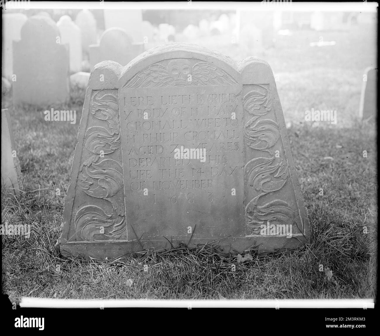 Salem, Charter Street, monuments, gravestone, Mary Cromwell , Cemeteries, Tombs & sepulchral monuments. Frank Cousins Glass Plate Negatives Collection Stock Photo
