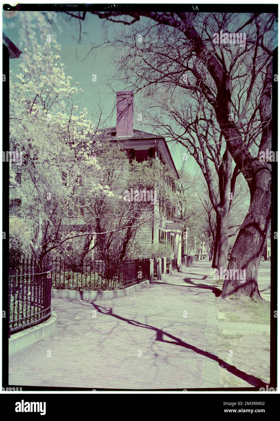 Salem, Chestnut Street , Architecture, Dwellings, Sidewalks. Samuel Chamberlain Photograph Negatives Collection Stock Photo