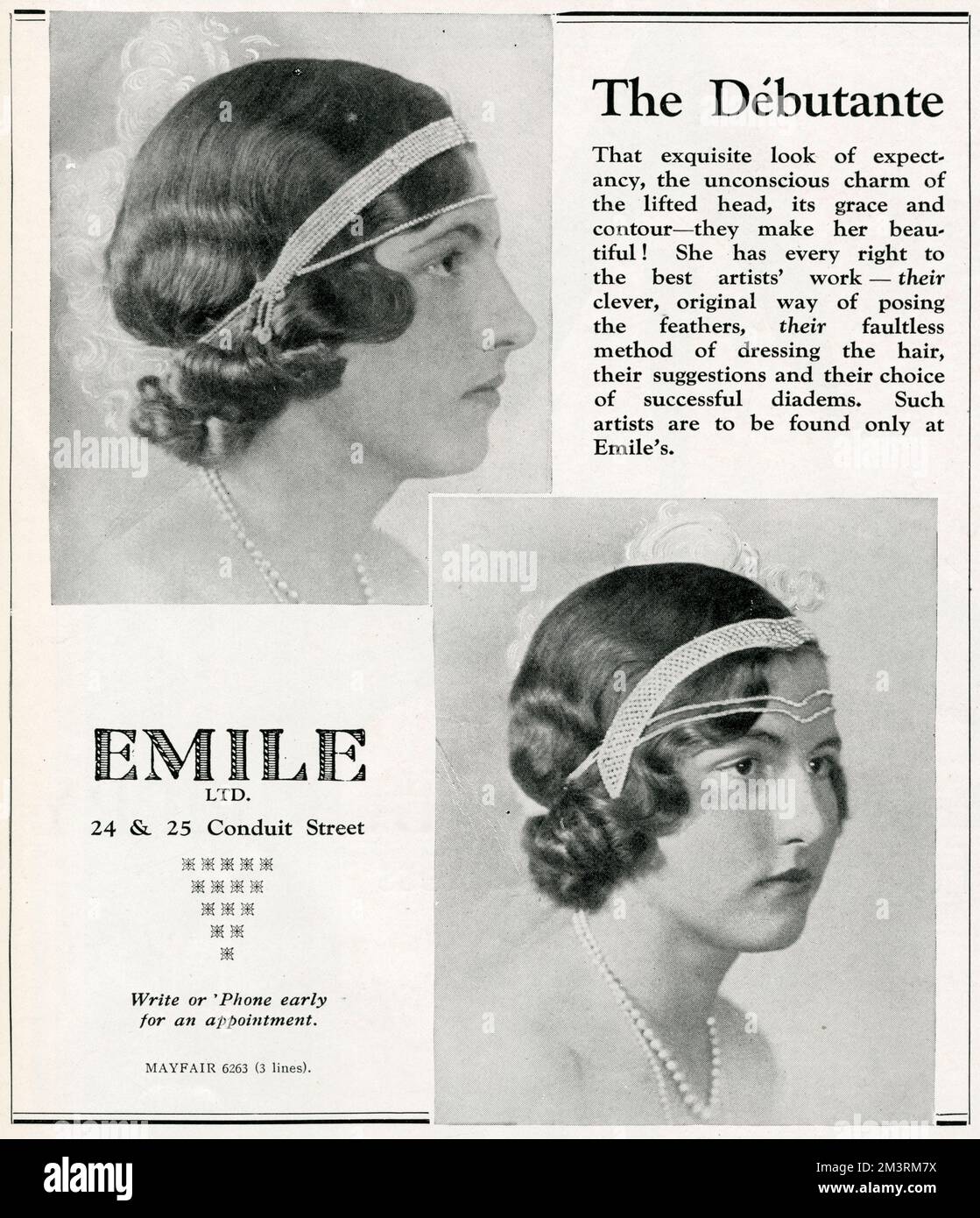 Advertisement for Emile Ltd of Conduit Street, hairdressers to high
