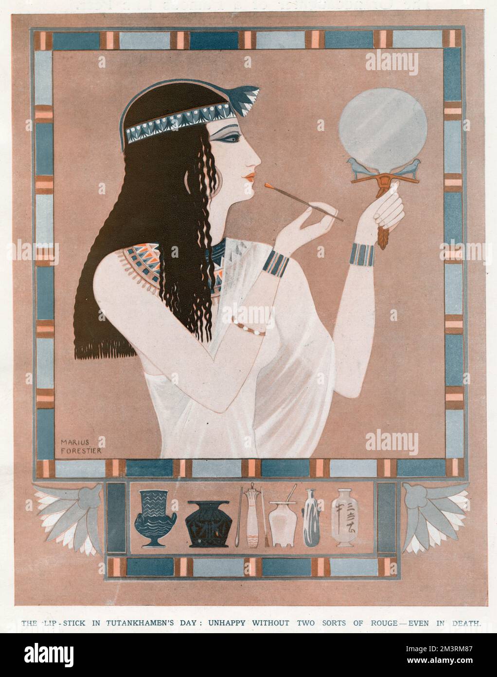 Illustration reflecting facts described in Adolph Erman's 'Life in Ancient  Egypt' showing an Egyptian woman applying rouge - apparently the Egyptians  applied this even to corpses. Date: 1924 Stock Photo - Alamy