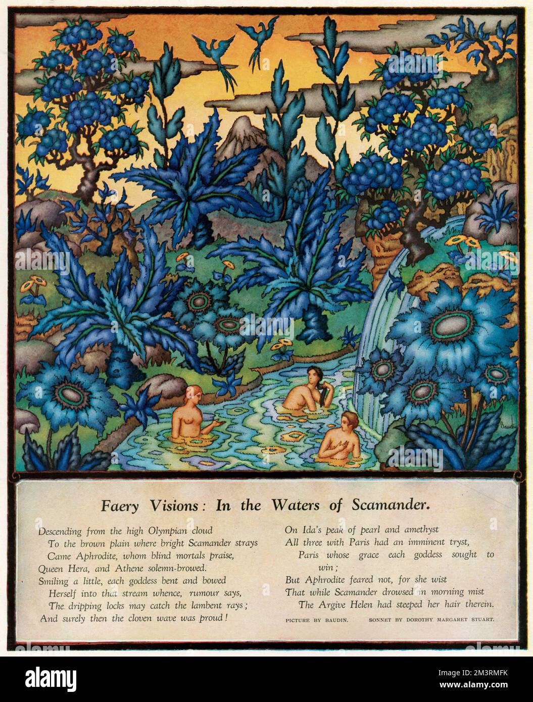 Aphrodite, Hera and Athene bathe in the River Scamander. Date 1929