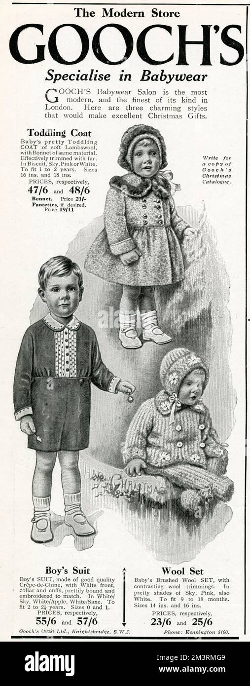 Advert for Gooch's toddlers clothing 1929 Stock Photo