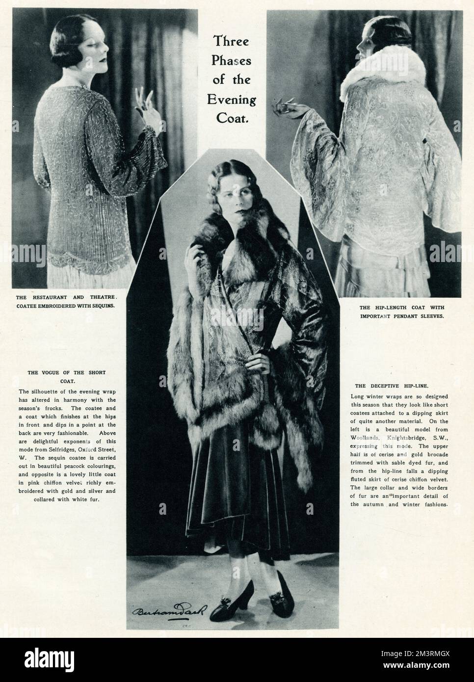 Models wearing evening coats 1929 Stock Photo