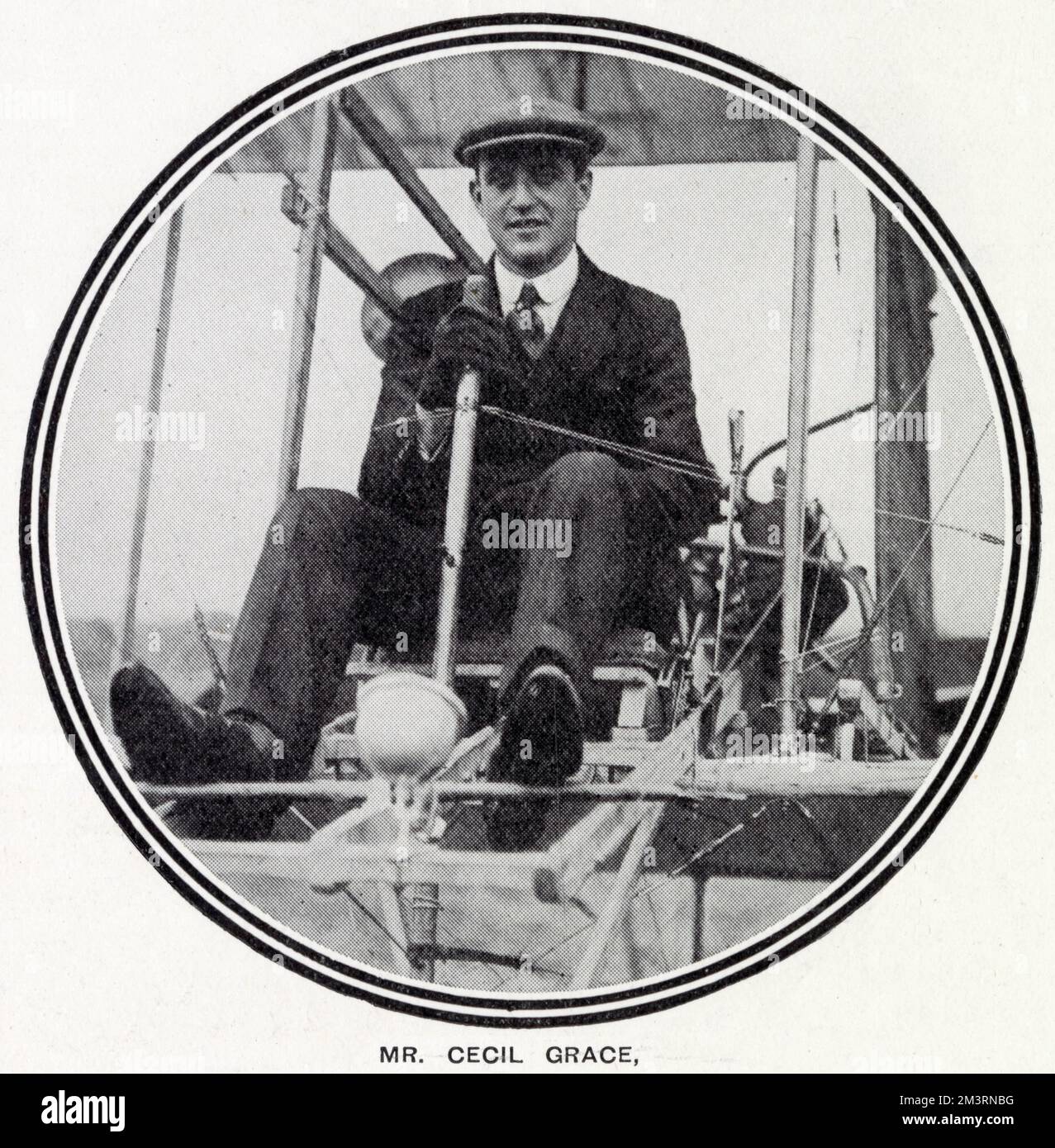 Cecil Stanley Grace (1880 - 1910), pioneer aviator who went missing on a flight return trip in the English Channel, to win Baron de Forest's price of £4,000.      Date: 1910 Stock Photo