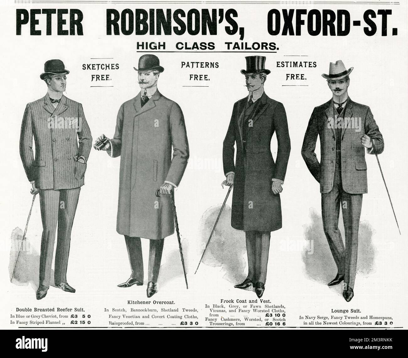 Tailored clothing for gentlemen at Peter Robinson's, Oxford Street. Stock Photo