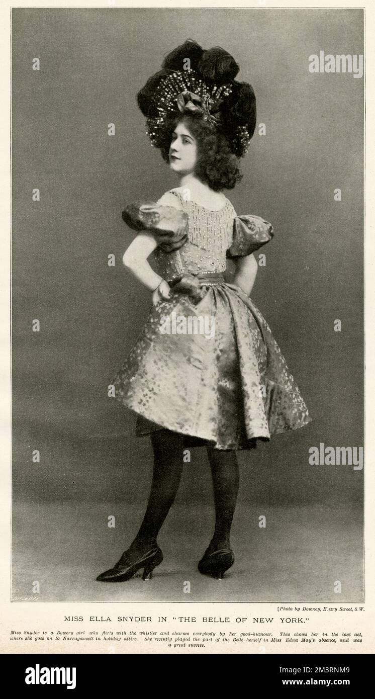 Ella Snyder, actress in 'The Belle of New York' as a bowery girl.  1899 Stock Photo