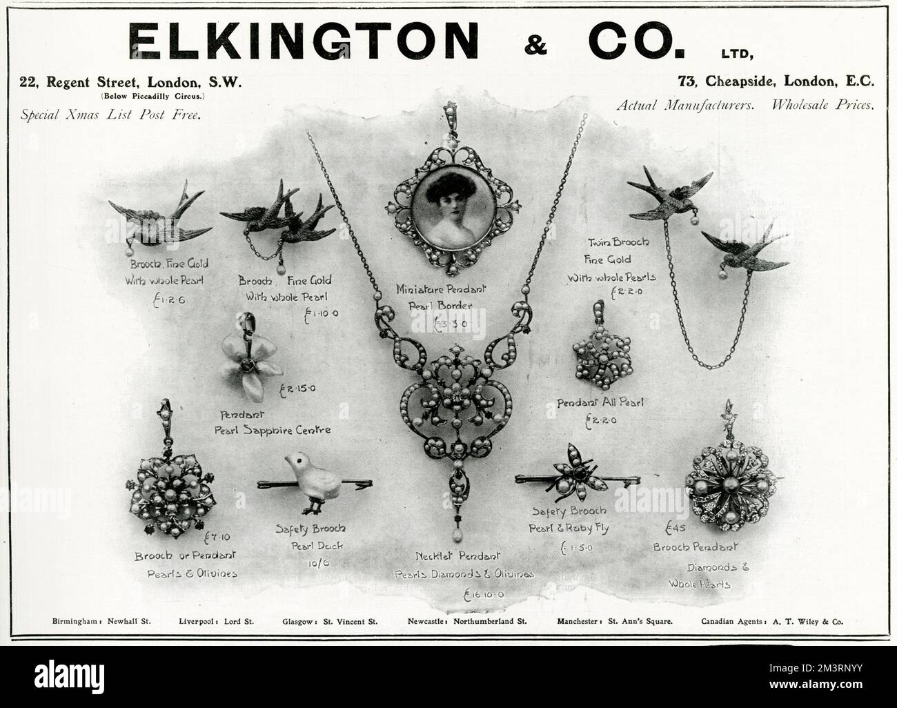 Array of novelty jewellery using pearls. Date 1906 Stock Photo Alamy