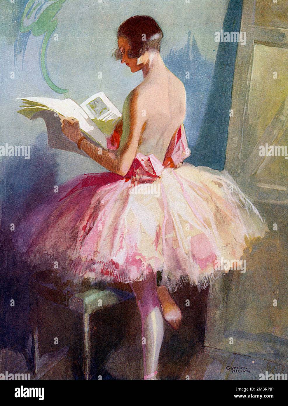 Between the Acts, ballet dancer reading Stock Photo