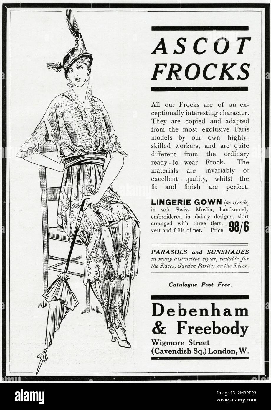 Advert for Debenham & Freebody Ascot  frocks 1914 Stock Photo