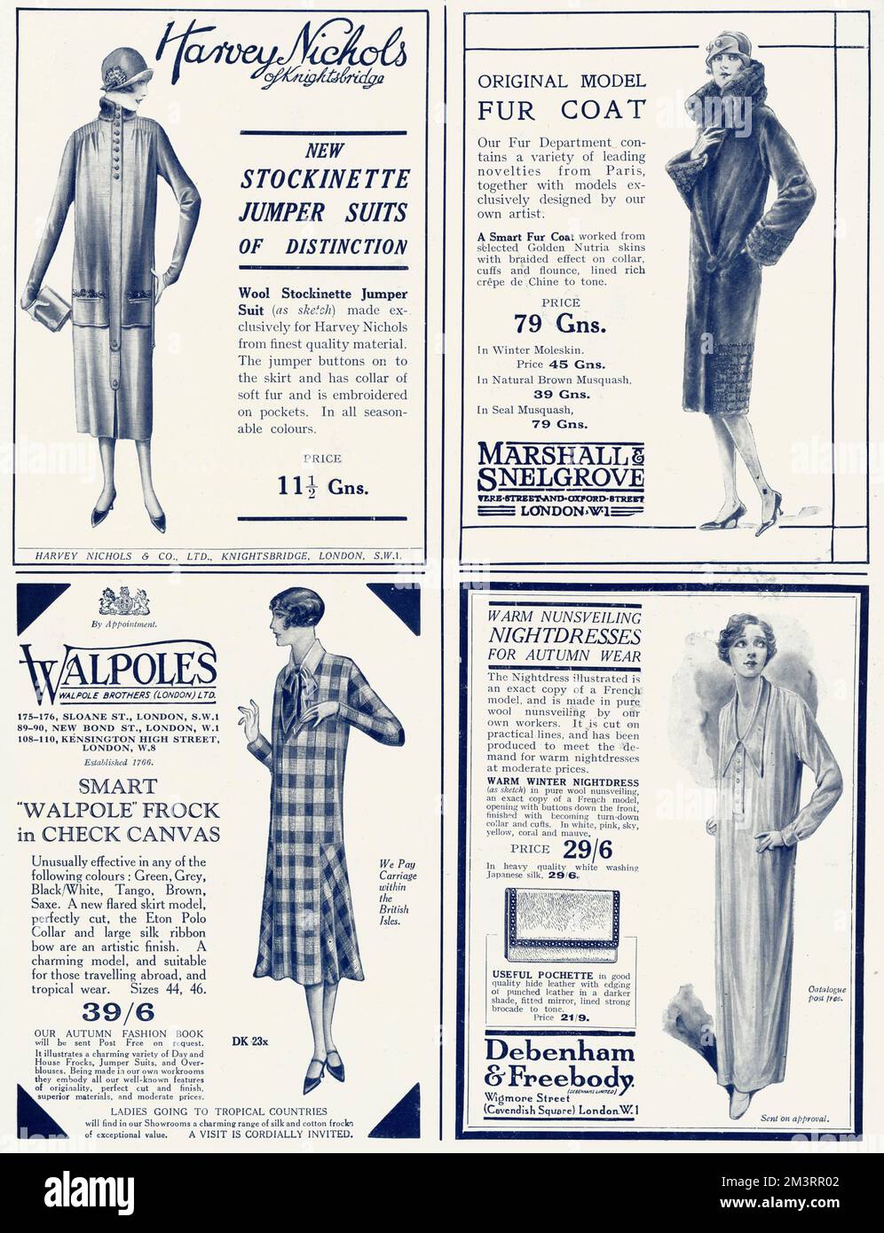 Page of fashion adverts - October 1925 Stock Photo - Alamy