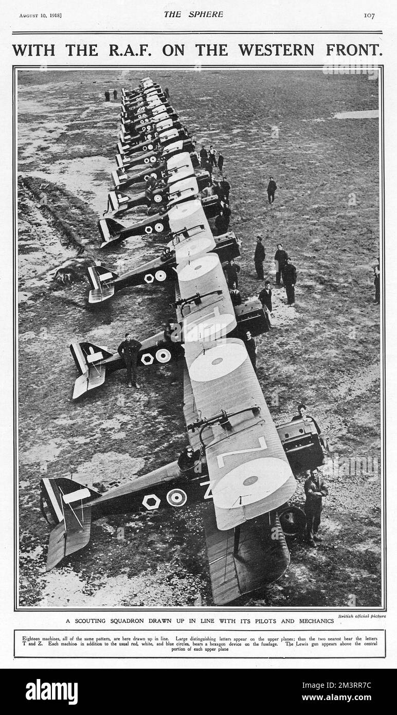 A scouting squadron drawn up in line with pilots & mechanics Stock Photo