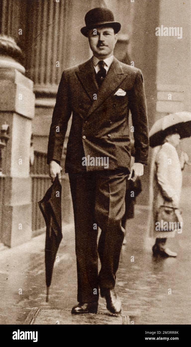 Ernest Aldrich Simpson, the second husband of Wallis Warfield Spencer, who became better known by her married name, Mrs Wallis Simpson, and whose third husband was the previous Edward VIII following his abdication. Ernest was born in New York, but later became a naturalised British citizen.      Date: 1936 Stock Photo