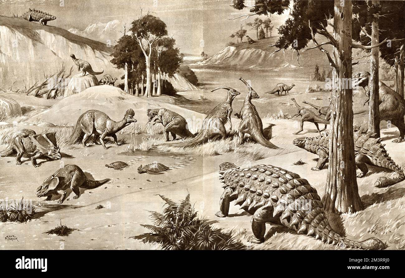 Dinosaurs of the Upper Cretaceous Period - Alberta, Canada Stock Photo