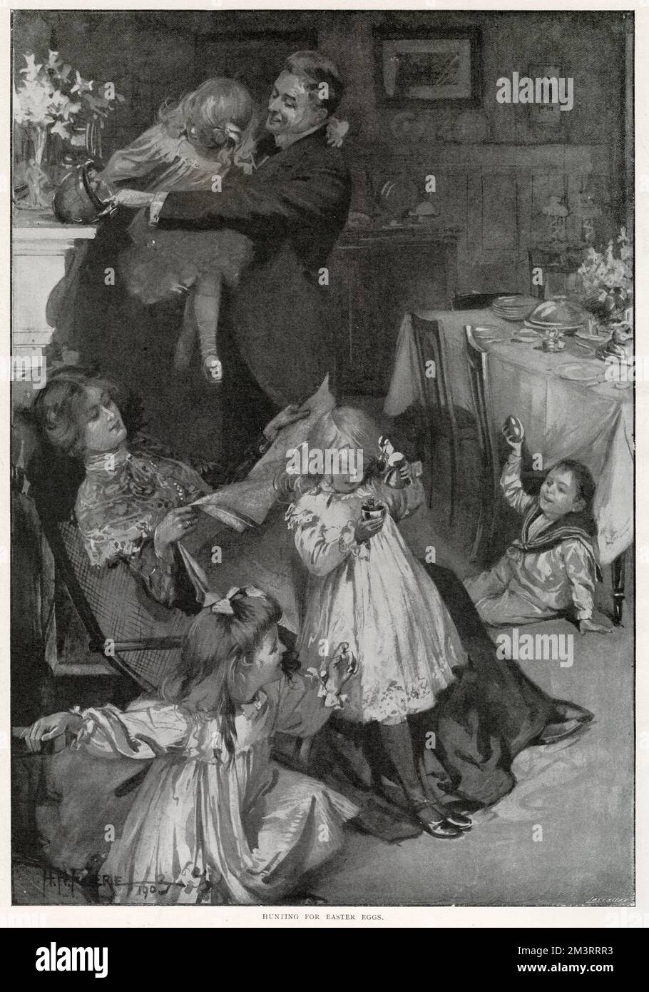 An Eastertide custom at home and abroad: hunting for Easter Eggs, 1903 Stock Photo
