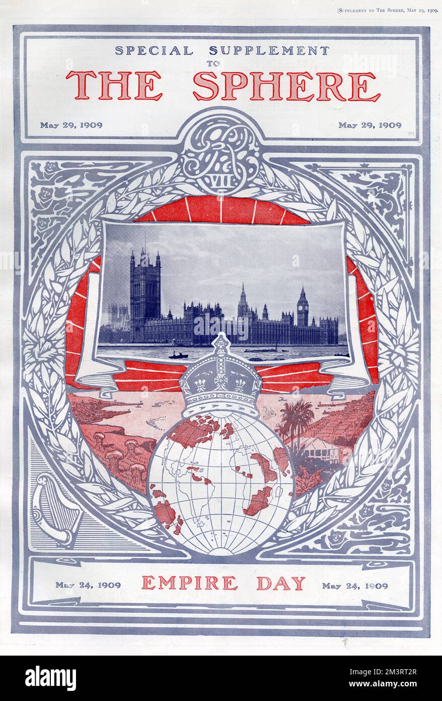 Cover of The Sphere magazine's special supplement for Empire Day, instigated by the Earl of Meath and celebrated on Queen Victoria's birthday, May 24th each year.  The day was focused on children and aimed to educate them about the Empire and emphasise the bonds between nations within the British Empire.       Date: 1909 Stock Photo