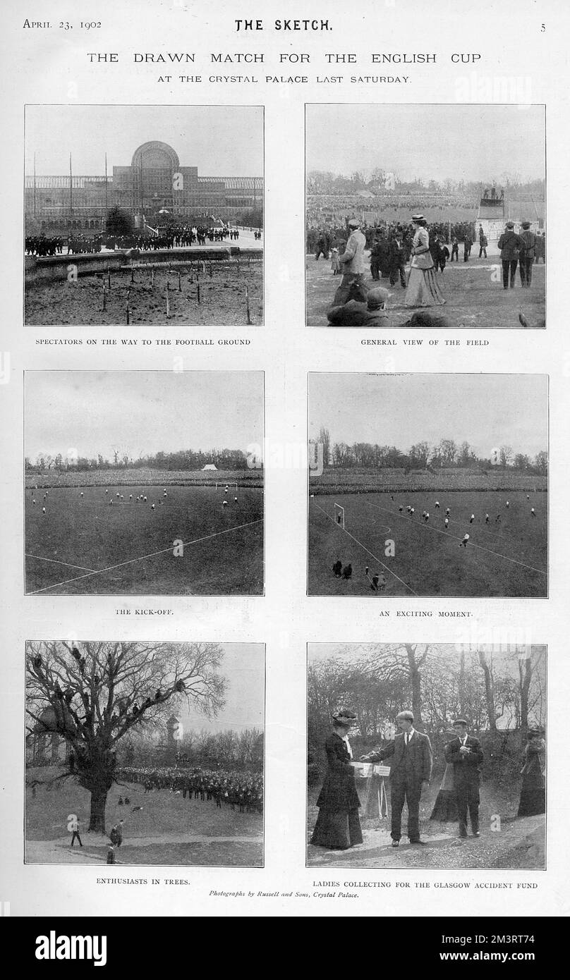 The drawn match for the English cup at the Crystal Palace. FA Cup final between Sheffield United and Southampton.     Date: 1902 Stock Photo