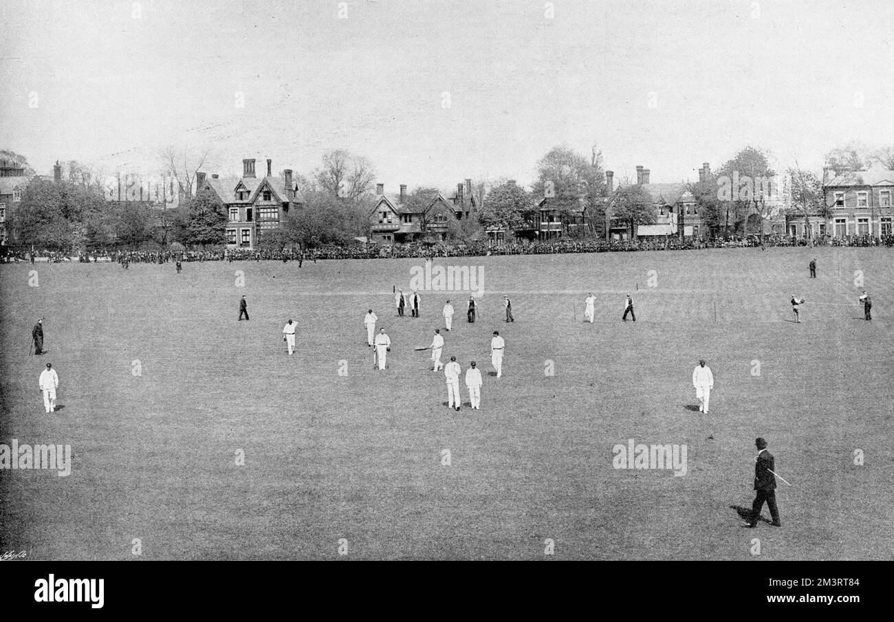 The new LCC ground at the Crystal Palace - Australians v. South of England, cricket match 1899     Date: 1899 Stock Photo