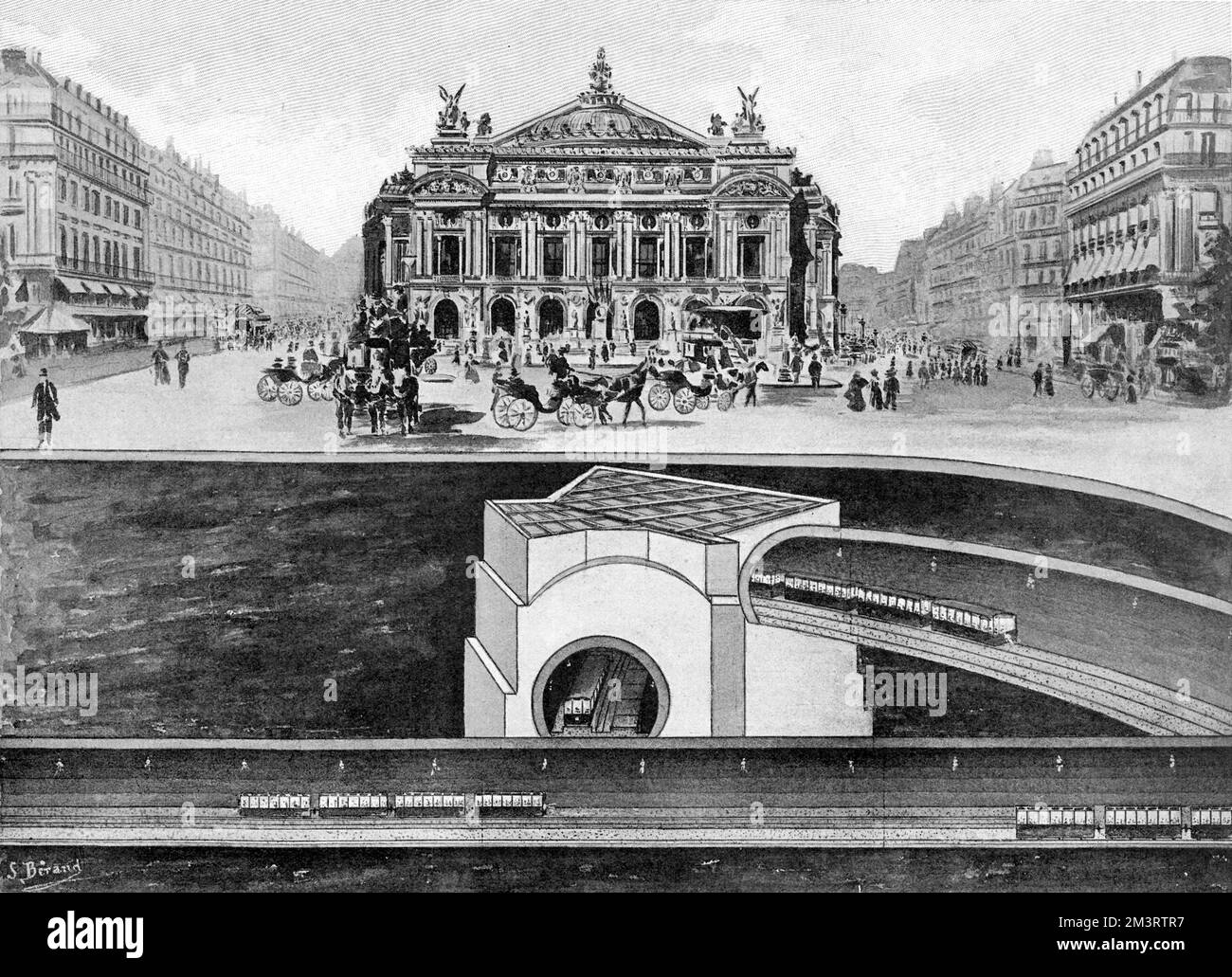 Cross-section of plans for the tunnel extension to the Paris Metro ...
