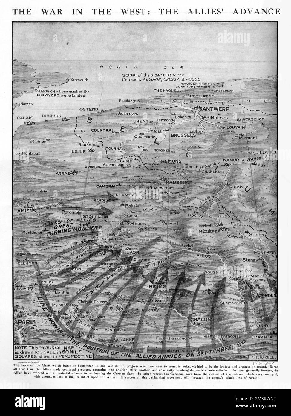 WW1 - The War in the West - The Allies Advance - 1914 Stock Photo