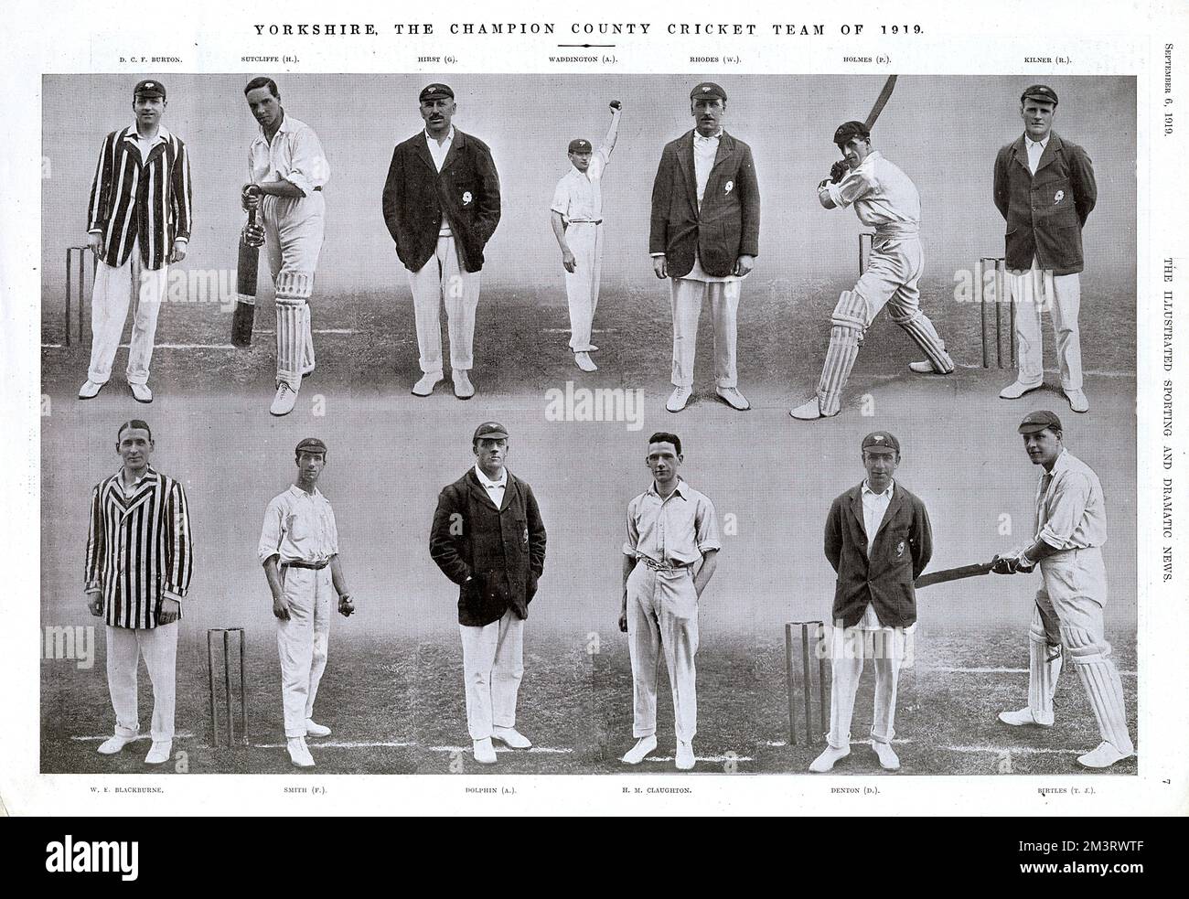 The champion county cricket team of the 1919 season.     Date: 1919 Stock Photo