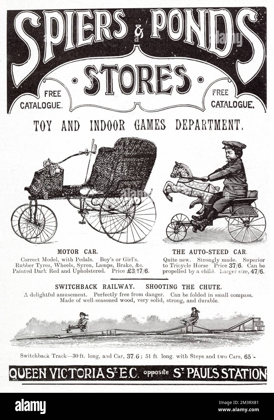 Advertisement for early Edwardian outdoor toys.      Date: 1902 Stock Photo