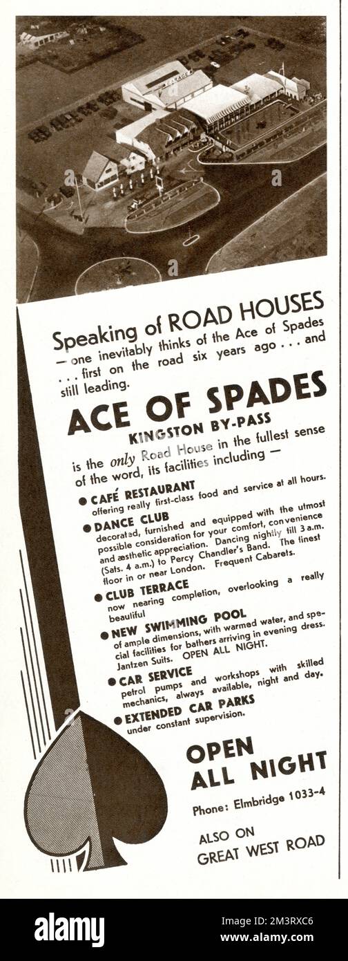 Advertisement for The Ace of Spades roadhouse on the Kingston bypass