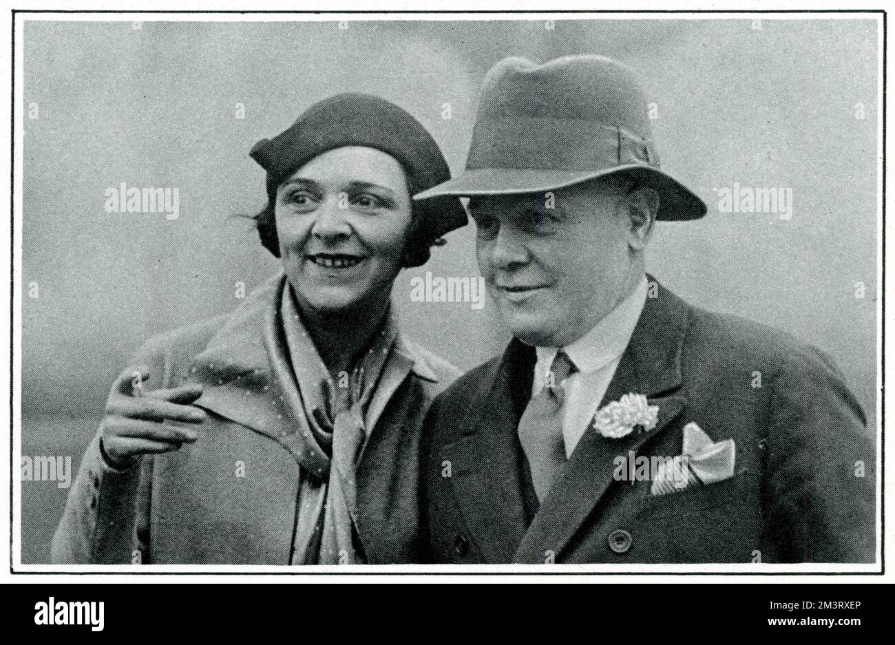 A famous stage favourite and her fianc&#x9ea0;Miss Norah Blaney and Mr Basil Hughes.     Date: 1932 Stock Photo