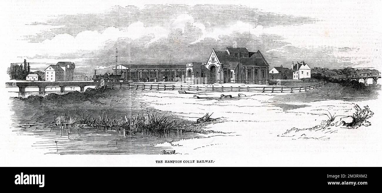 Hampton Court Railway Station.     Date: 1849 Stock Photo