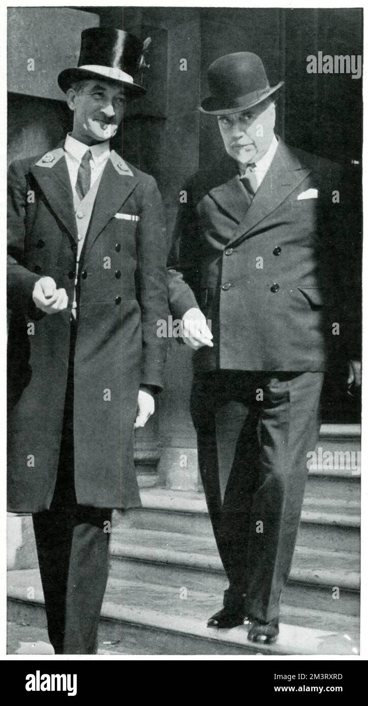 Photograph of famous conductor Sir Thomas Beecham as he leaves the War Office, after a discussion concerning entertainment provisions for soldiers, following the outbreak of war in September.  September 1939 Stock Photo