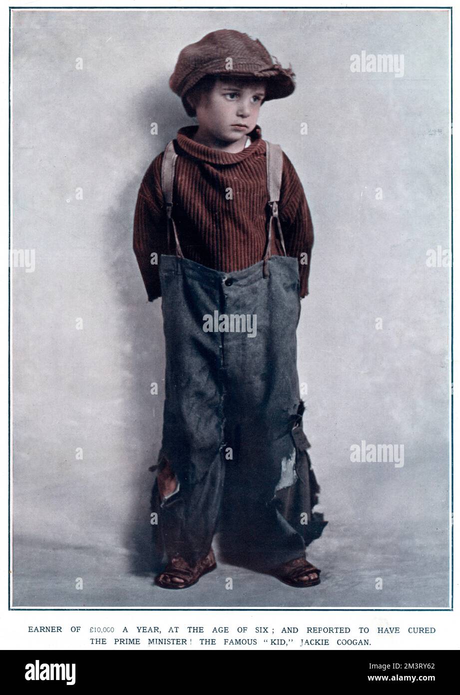 Child actor Jackie Coogan aged six. Coogan began as a child actor in silent films after being discovered by Charlie Chaplin and at this point earned 10,000 a year. The Sketch describes his ambitions to have Mary Pickford as his leading lady and to retire at the age of fifteen.      Date: 1921 Stock Photo
