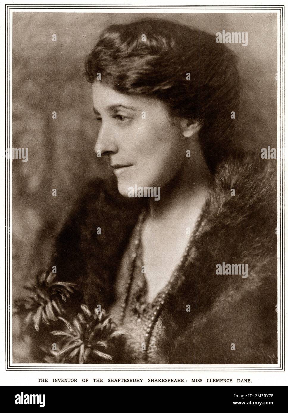 Clemence Dane (1888 - 1865), famous female playwright. The Sketch comments particularly on her play &quot;Will Shakespeare&quot;, at that time still running at the Shaftesbury, describing her presentation of the man as &quot;a new Shakespeare who does not accord with everyone's view of the great Will, although it is admittedly a most interesting view of him&quot;.     Date: 1921 Stock Photo