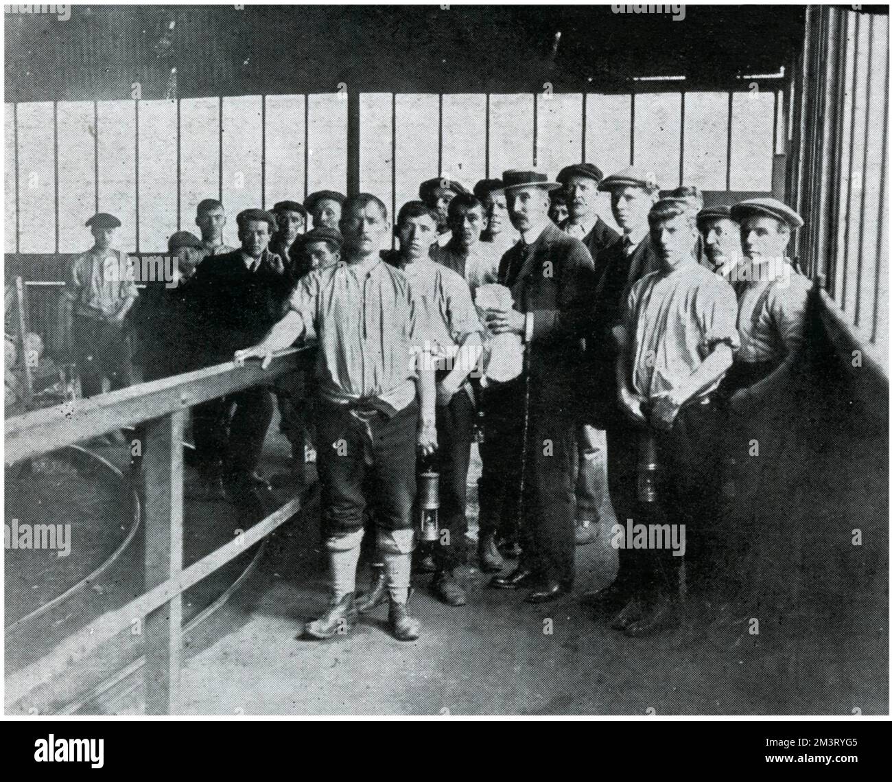 A rescue party about the descend into the Cadeby pit, with Dr. McClure