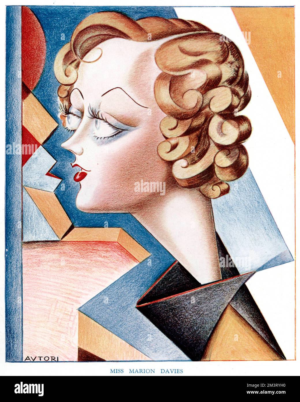 Caricature of Marion Davies (1897 - 1961), actress, producer, screenwriter, philanthropist and lover of William Randolph Hearst. Born Marion Douras, the daughter of a New York judge, she first rose to fame in the Ziegfeld Follies.     Date: 1931 Stock Photo