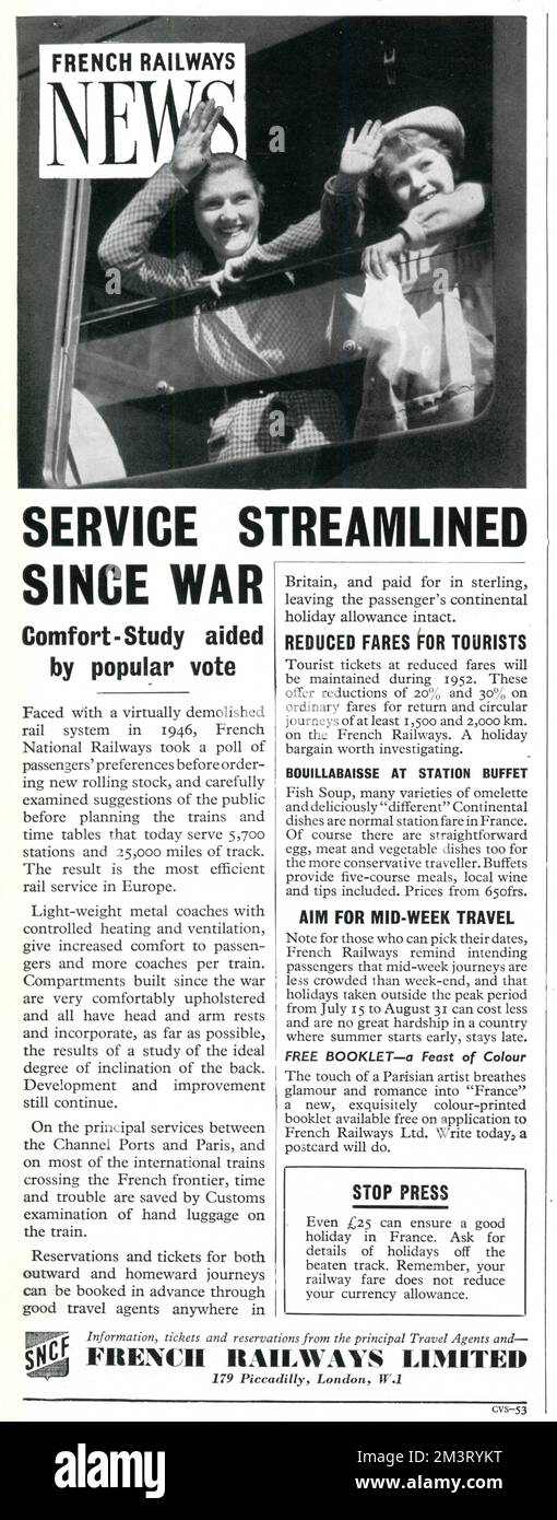 French Railway News - Service Streamlined since War Stock Photo