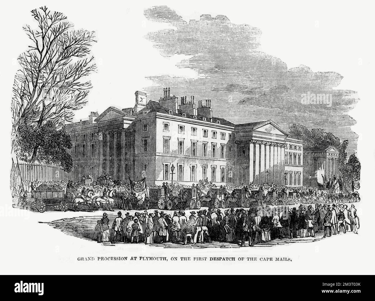 The First Dispatch Grand procession at Plymouth on first dispatch of Cape mails Stock ...