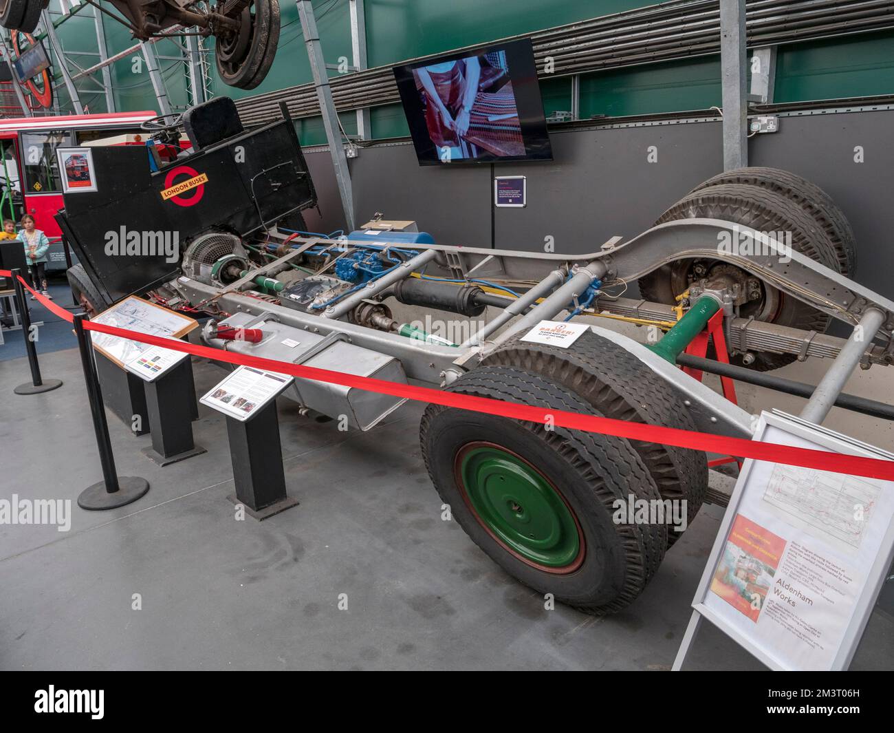 The chassis of an 1949 AEC Regent III London Transport bus (1940s) in the London Bus Museum, part of Brooklands Museum, Surrey, UK. Stock Photo