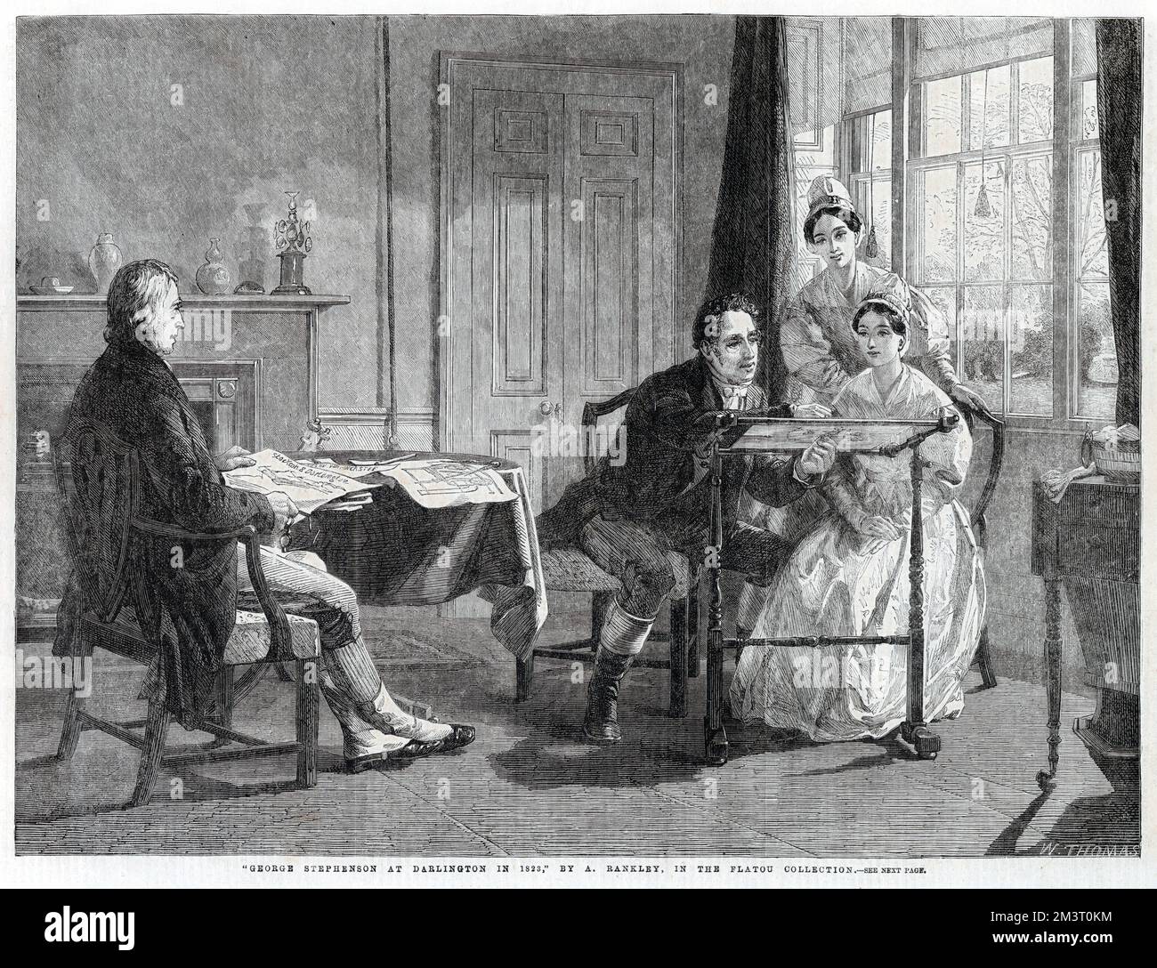 Engraving of a painting by A. Rankley, Stephenson at Darlington