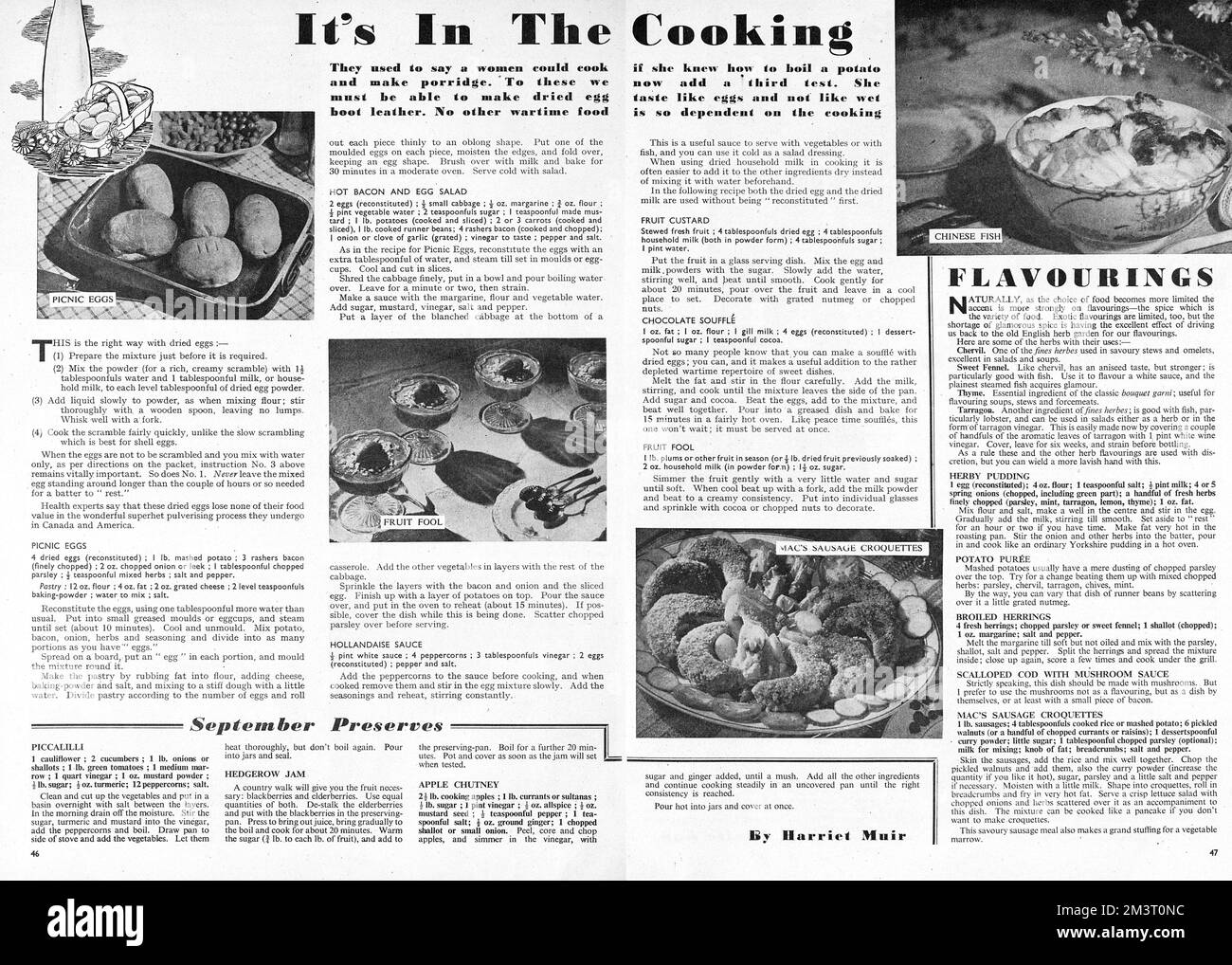 It's in the cooking, 1943. Wartime cooking and recipes. Home front in Britain.     Date: 1943 Stock Photo