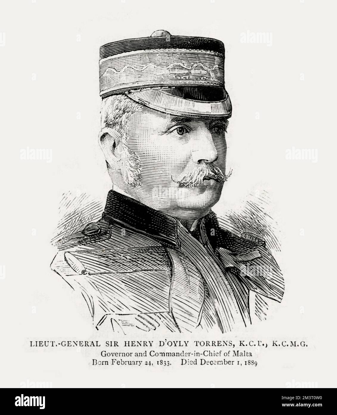 Lieutenant General Sir Henry D'Oyley Torrens - Governor and Commander-in-Chief of Malta (1833-1889). Stock Photo