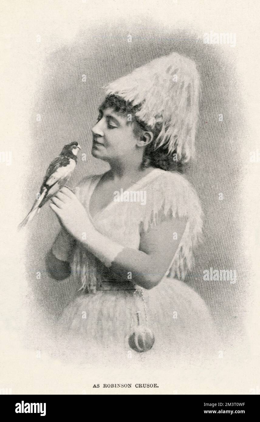 Lydia Thompson (1838 - 1908),  English dancer, comedian, actress and theatrical producer. In the role of Robinson Crusoe.     Date: 1899 Stock Photo