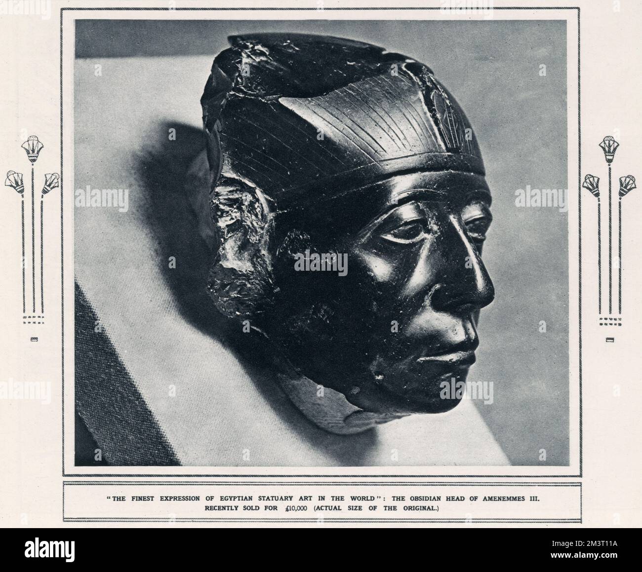 The superbly-carved Obsidian Head of Pharoah Senusret III - Egypt, Middle Kingdom, 12th dynasty (ca. 1860 BC). Stock Photo