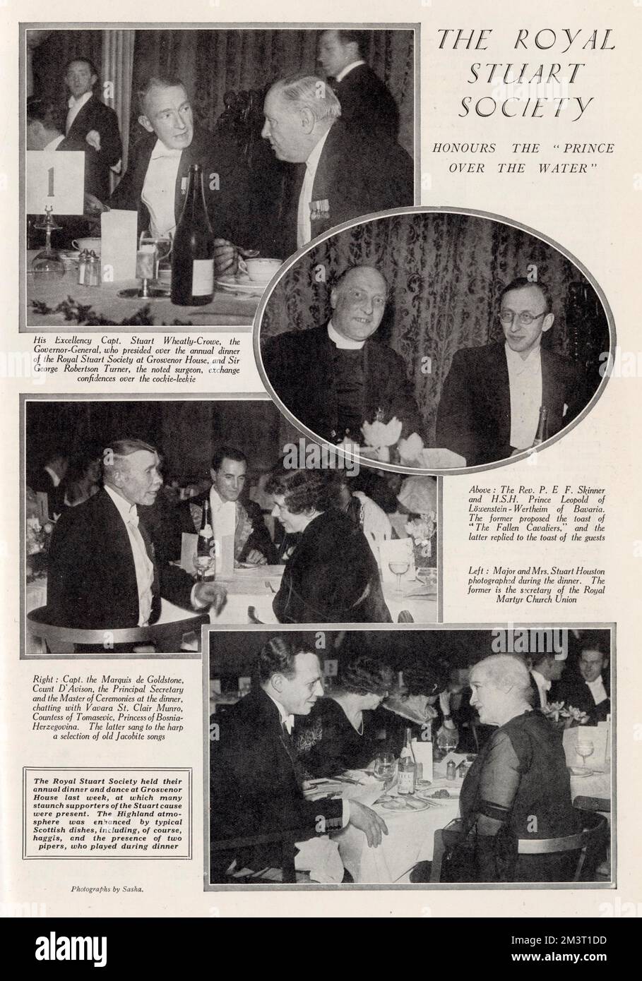 Annual dinner of the Royal Stuart Society at the Grosvenor House Hotel. Stock Photo