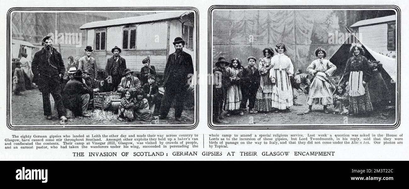 German gipsies, who had arrived in Leith and travelled across Scotland to set up an encampment in Glasgow. Stock Photo