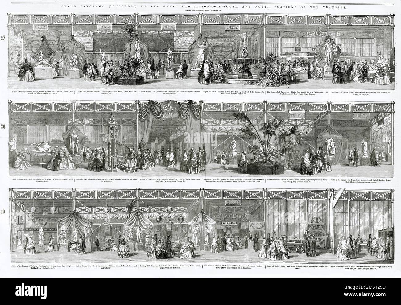 Grand Panorama of the Great Exhibition showing the south and north transept. Stock Photo