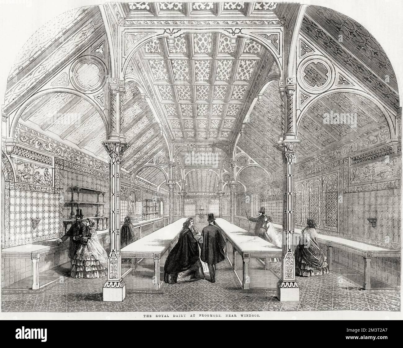 The Royal dairy at Frogmore, near Windsor. 'The tables are of white