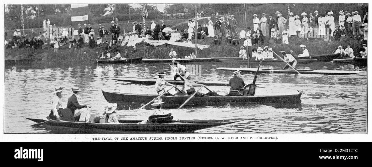 The final of the amateur junior single punting. Stock Photo